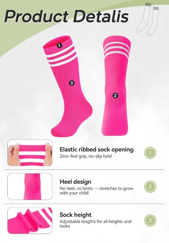 Vista 58 de Zando Calcetines de fútbol para niños, hasta la rodilla, para jóvenes, béisbol, fútbol, sóftbol, niños y niñas, de algodón suave sobre