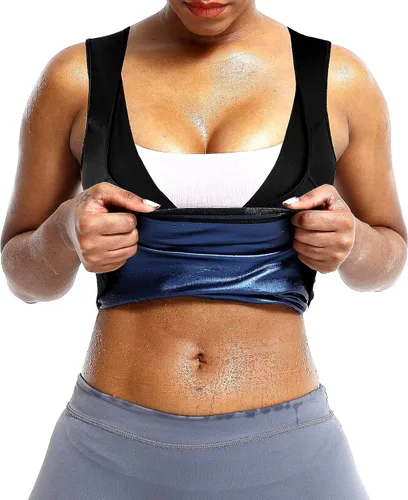 Vista 7 de BXVX - Chaleco reductor de sudor con efecto sauna para mujer, entrenador de cintura transpirable, camiseta sin mangas para sudar, moldeador