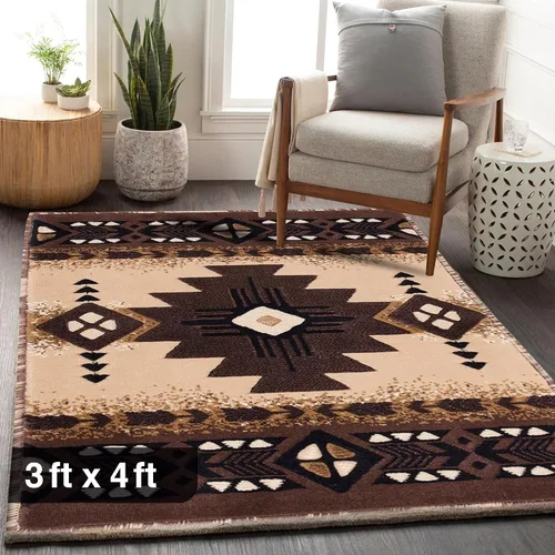 Vista 29 de YHSF South West - alfombra estilo nativo americano del suroeste C318 - fácil de limpiar, gruesa, suave, duradera, alfombra inspirada en tribus