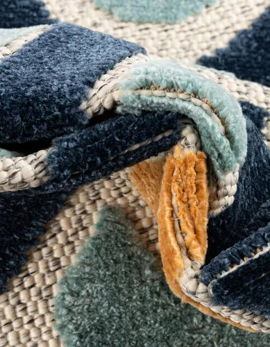 Vista 7 de Unique Loom Belize Outdoor Collection - Alfombra rectangular de 2 x 3 pies 1 pulgada, color azul y naranja