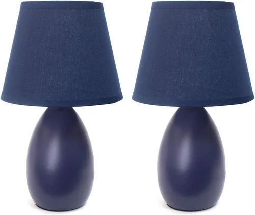 Vista 9 de Simple Designs LT1197-PRP Lámpara de Mesa de Cerámica Ovalada Mini Elegante y Estilizada Oblonga de 9.45" con Pantalla a Juego, para Sala de Estar