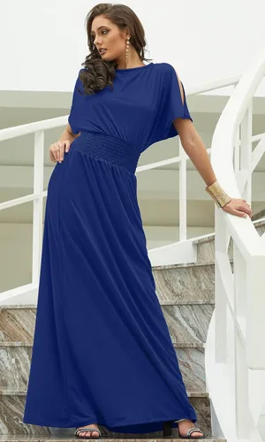 Vista 2 de KOH KOH Vestido largo de cóctel elegante con mangas divididas para mujer