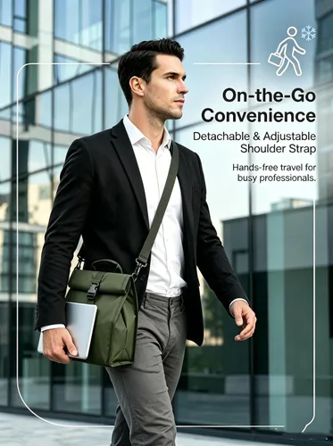 Vista 7 de ZM-YOUTOO Lonchera aislada plegable – Bolsa de almuerzo ligera y portátil con correa de hombro ajustable para hombres, mujeres, oficina, trabajo