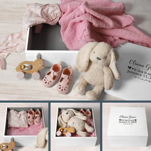 Vista 3 de Let's Make Memories Caja de recuerdos personalizada para recién nacido, almacenamiento de recuerdos, caja de recuerdos, decoración de guardería, 6