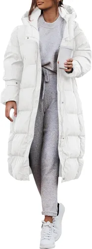 Vista 3 de Yousify Chaqueta acolchada para mujer, abrigos largos de invierno 2023 con cremallera, ropa de abrigo larga S-2XL