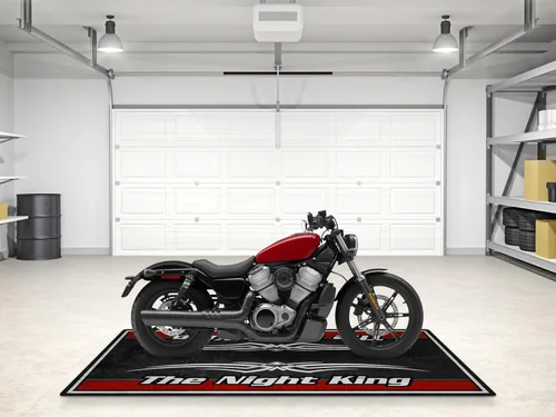 Vista 3 de Tapete de garaje con letras The Night King para helicóptero y motocicletas personalizadas, tapete de estacionamiento, alfombra antideslizante