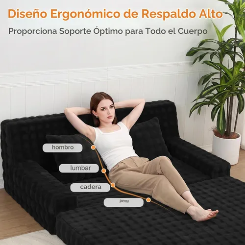 Vista 4 de MeMoreCool Sofá cama sin hueso de 59 pulgadas, sofá de pana de burbujas