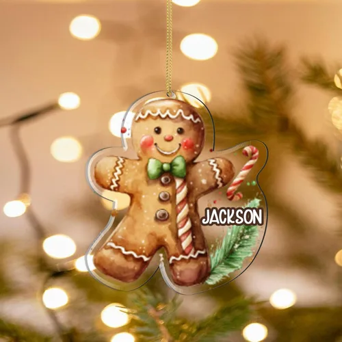 Vista 5 de Nazenti Adorno navideño de jengibre para niños, adorno familiar personalizado de galleta de jengibre, adorno de Navidad para niños, bonito lote