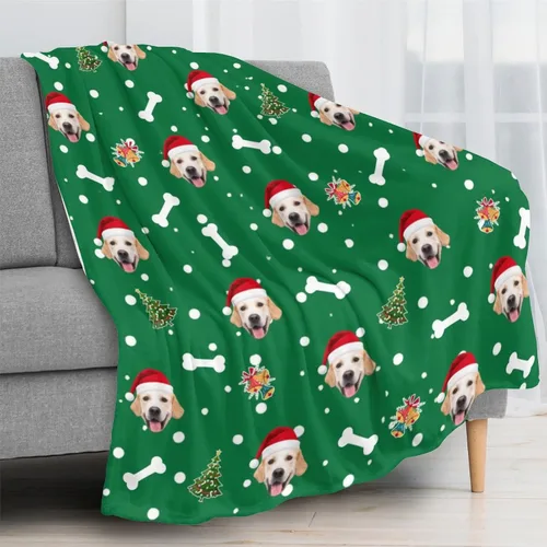 Vista 2 de Manta personalizada para mascotas con nombre de foto, retrato personalizado de perros y gatos, manta de forro polar conmemorativa, regalos