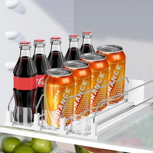 Vista 7 de hanmir Organizador de bebidas para refrigerador, dispensador de latas de soda de ancho ajustable para organizadores y almacenamiento