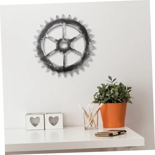 Vista 6 de Ipetboom Rustic Wooden Gear Wall Ornament Retro Industrial Decor for Bar Home Bedroom Living Photography Prop Unique Chic Wall Hanging Art
