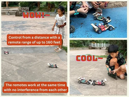 Vista 4 de Kit de ciencia de madera con control remoto inalámbrico R/C de carreras F1 para construir (paquete de carreras de 2), kit de proyecto científico