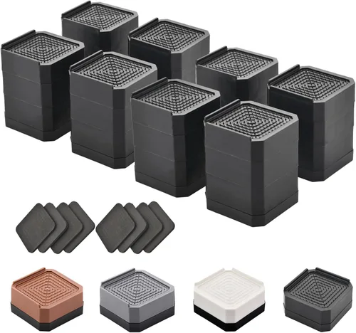 Vista 24 de EclatBain Elevadores rectangulares para cama, elevadores de muebles rectangulares de alta resistencia, con bloques ajustables de elevación de hasta