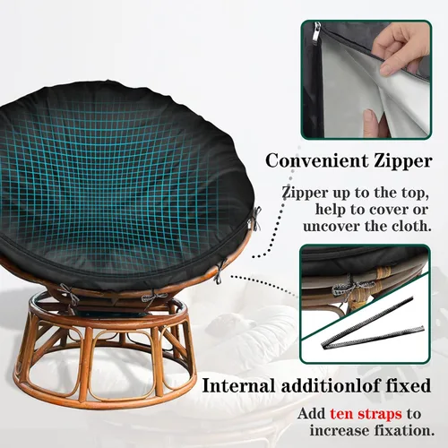 Vista 4 de Papasan Funda de cojín impermeable solamente, (para fundas de cojín para sillas Papasan de 47 a 55 pulgadas, para interiores y exteriores)
