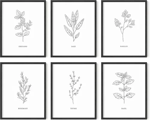 Vista 42 de HAUS AND HUES Pósteres florales y de plantas, juego de 6 impresiones botánicas, arte de pared de flores y plantas, decoración botánica