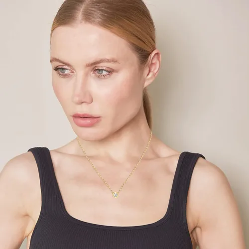 Vista 2 de La4ve Diamonds Colgante solitario redondo de plata de ley chapada en oro amarillo de 0.20 quilates (J-K, I2), joyería fina para mujeres y niñas