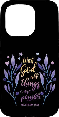 Vista 14 de with God All Things are Possible Matthew 19:26 Christian Case for iPhone 16
