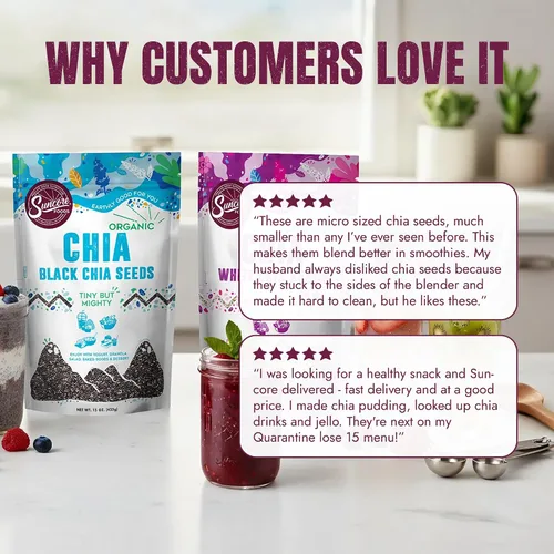 Vista 7 de Suncore Foods Paquete de semillas Tiny but Mighty Seeds, Black & White Chia Seeds, paquete de 2