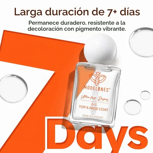 Vista 6 de modelones capa superior y base de esmalte de uñas 3 en 1, fortalecedor de uñas, 15 ml esmalte de uñas transparente de secado rápido, brillo duradero