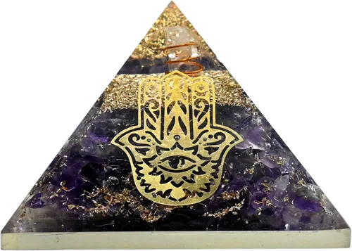 Vista 22 de Amazing Gemstone Pirámide de orgón de amatista para EMF y protección de energía negativa - Pirámide de cristal de amatista natural, Amatista