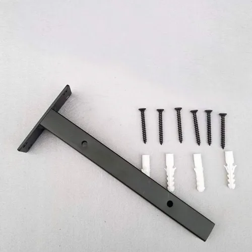 Vista 5 de Soporte de tubo rústico flotante, soporte de tubo cuadrado de hierro forjado oculto para pared en ángulo, para estantes, cocina, baño, oficina