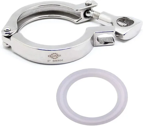 Vista 13 de Acero inoxidable 304 Single Pin Heavy Duty Tri Clamp con tuerca de ala para virola TC 1.5 "con 1 unid junta de silicona