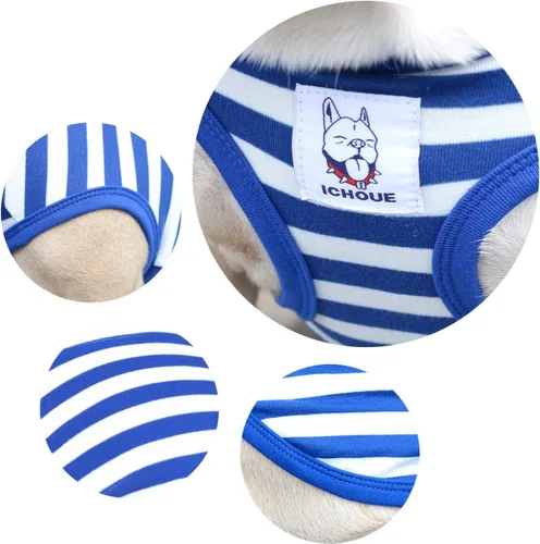 Vista 3 de iChoue - Camisetas de tiras de algodón 100% transpirable para Bulldog francés, Vestido de Halloween para perros medianos, Camisetas tipo tanque