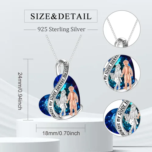 Vista 28 de Collar de plata de ley para hermanas, joyas de cumpleaños para hermanas y amigas