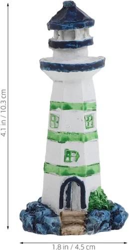 Vista 4 de POPETPOP Adorno de faro de acuario, mini faro de resina, micro paisaje para decoración de peceras, océano mar, playa, fiesta, decoración de jardín