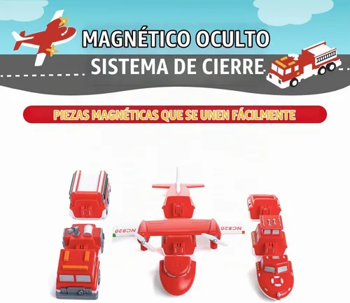 Vista 4 de Vehículos magnéticos Mix or Match® de Popular PLAYTHINGS, Bomberos y Rescate, Rojo y Blanco