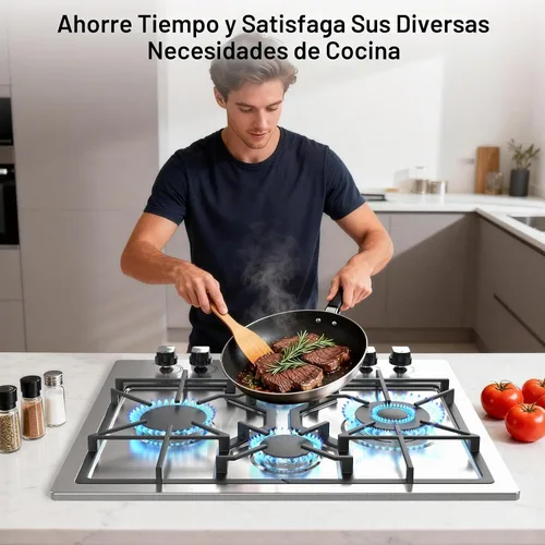 Vista 7 de Estufa de gas de 24 pulgadas, estufa de propano integrada con 4 quemadores, estufa de acero inoxidable convertible de NG/LPG con protección
