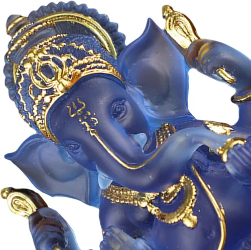 Vista 4 de Figura india Fengshui Señor estatuas hogar Adornos Artesanía Blanco, Azul, eléphant