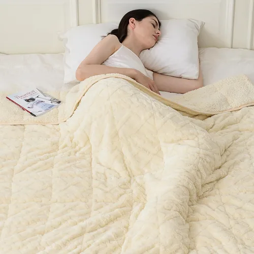 Vista 2 de Topblan - Manta pesada para adultos de 12 libras, suaves y cómodas mantas de forro polar con sherpa lanudo, manta pesada de jacquard elegante