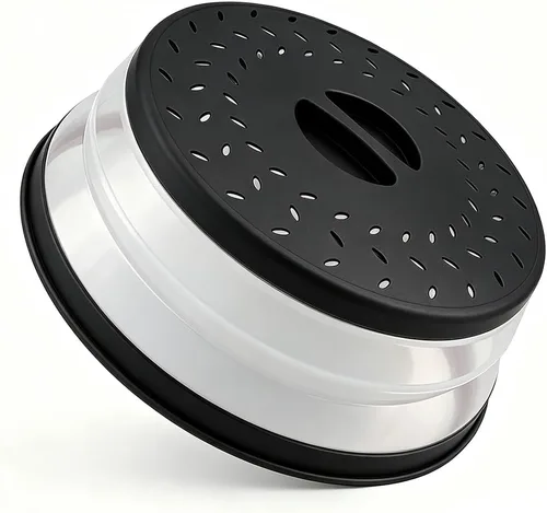 Vista 23 de Cubierta plegable para salpicaduras de microondas, cubierta para platos de microondas con ventilación de vapor, silicona y plástico sin BPA