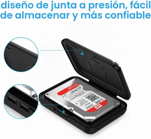 Vista 5 de ORICO Estuche para disco duro de 3.5 pulgadas, funda de transporte para disco duro externo antiestático y a prueba de golpes, compatible con WD