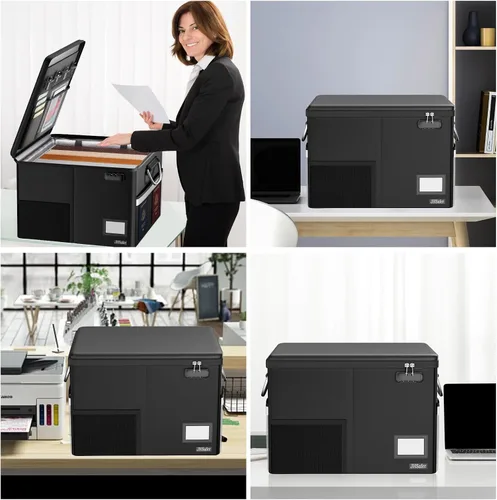 Vista 8 de Caja de documentos ignífuga de 5200 ℉ con cerradura, organizador de archivos impermeable con asa, archivador plegable portátil con tira reflectante