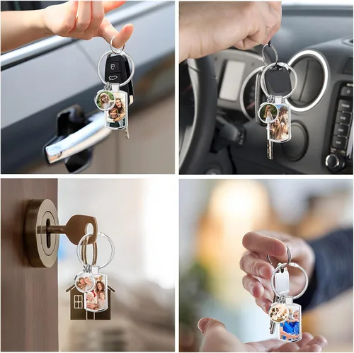 Vista 6 de Llavero personalizado con foto personalizada con foto, llaveros grabados para mujeres y hombres, regalo conmemorativo