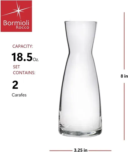 Vista 2 de Bormioli Rocco Ypsilon - Juego de 2 jarras de vidrio transparente de 18.5 onzas para servir agua, vino y bebidas, vasos modernos para mesa, comedor