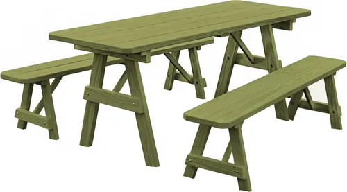 Vista 12 de Furniture Barn USA Pine - Mesa tradicional de 4 pies con 2 bancos, color negro
