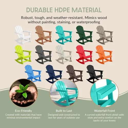 Vista 85 de WestinTrends Silla mecedora Malibu de poliéster para exterior/patio Adirondack, Negra