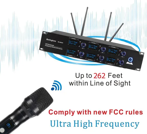 Vista 3 de ) Sistema de micrófono inalámbrico UHF de 6 canales Micrófono inalámbrico con metal de mano, canal de frecuencia fija, micrófono dinámico