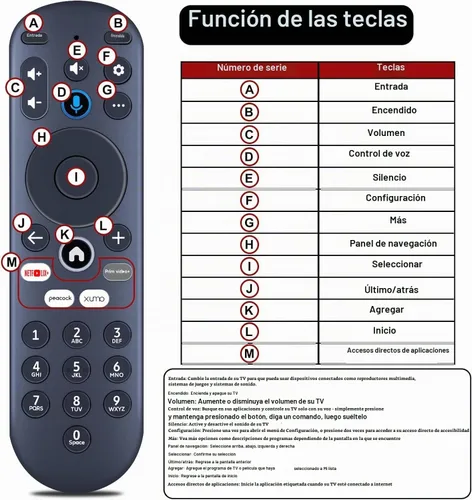 Vista 7 de Reemplazo para control remoto de voz del reproductor de caja de transmisión Xumo TV Element, compatible con Element 65” 4K UHD HDR Xumo TV E500AC65C