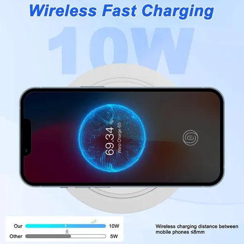 Vista 6 de XMSJSIY Cargador Inalámbrico de Escritorio Integrado 10W 3-en-1 USB A/Tipo C Pop-UP Estación de carga rápida multifuncional inalámbrica