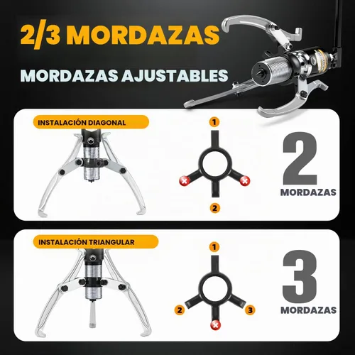 Vista 5 de NEWTRY - Kit de extractor de engranajes hidráulicos de 20 toneladas con rodamiento de rueda y separador