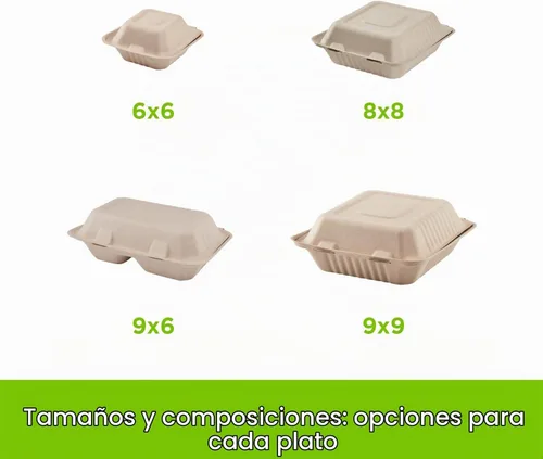 Vista 6 de KARAT EARTH Clamshell - Contenedores Take Out de comida para llevar [8"x8", 200 ct] - Contenedores compostables para llevar, bagazo biodegradable