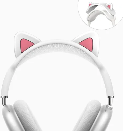 Vista 9 de WQNIDE - Funda para la diadema para AirPods Max, bonito diseño de orejas de gato, protector de diadema de silicona suave, cojín cómodo, protección