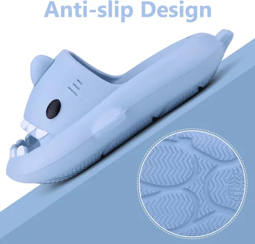 Vista 4 de Sandalias de baño con diseño de tiburón para niños y niñas Sandalias de ducha para niños y niñas Sandalias de playa y piscina Secado rápido