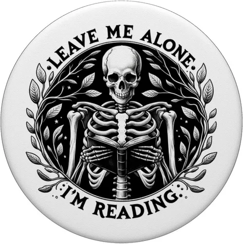 Vista 3 de Leave Me Alone I'm Reading - Libro de lectura de esqueleto Bookish PopSockets estándar PopGrip