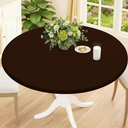 Vista 10 de Smiry Mantel Redondo de Spandex, Manteles Elásticos Ajustados Lavables para Mesas de 18"-24", Cubierta de Mesa de Pícnic Elástica Impermeable