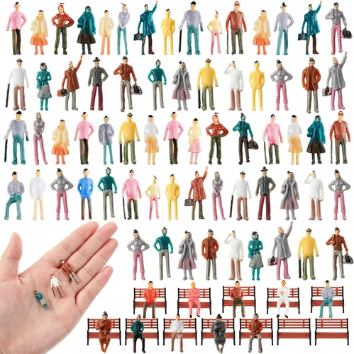 Vista 8 de Namalu 17 Pcs 1: 25 Scale Mini People Figurines Model with Benches